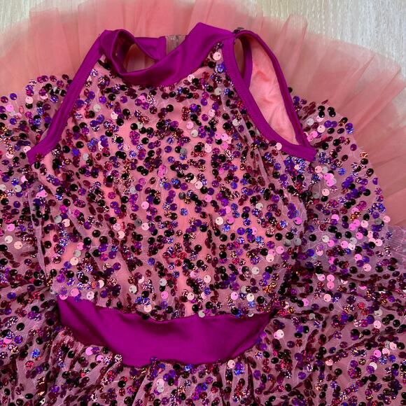 Curtain Call Costumes Pink Peach Paradise Sequin Tulle Dance Recital Dress CSM - Picture 2 of 16